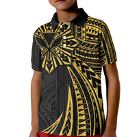 Hawaii And Philippines Kid Polo Shirt Kanaka Maoli With Tribal Sun Together Gold LT05 Kid Gold - Polynesian Pride