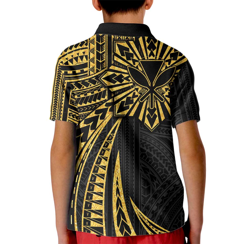 Hawaii And Philippines Kid Polo Shirt Kanaka Maoli With Tribal Sun Together Gold LT05 - Polynesian Pride
