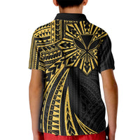 Hawaii And Philippines Kid Polo Shirt Kanaka Maoli With Tribal Sun Together Gold LT05 - Polynesian Pride