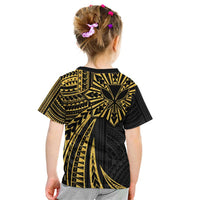 Hawaii And Philippines Kid T Shirt Kanaka Maoli With Tribal Sun Together Gold LT05 - Polynesian Pride