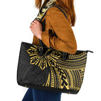 Hawaii And Philippines Leather Tote Bag Kanaka Maoli With Tribal Sun Together Gold LT05 Gold - Polynesian Pride