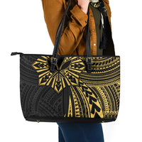 Hawaii And Philippines Leather Tote Bag Kanaka Maoli With Tribal Sun Together Gold LT05 - Polynesian Pride