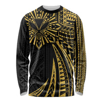 Hawaii And Philippines Long Sleeve Shirt Kanaka Maoli With Tribal Sun Together Gold LT05 Unisex Gold - Polynesian Pride