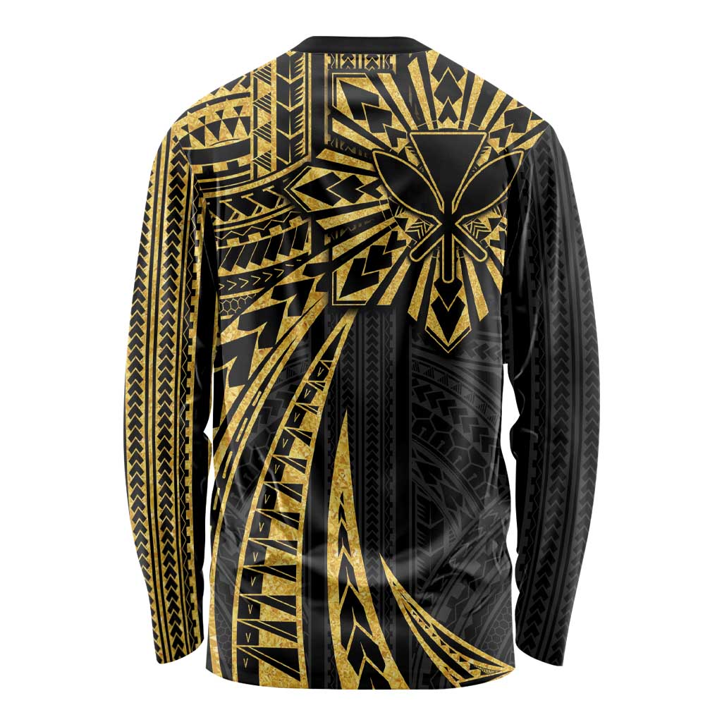 Hawaii And Philippines Long Sleeve Shirt Kanaka Maoli With Tribal Sun Together Gold LT05 - Polynesian Pride