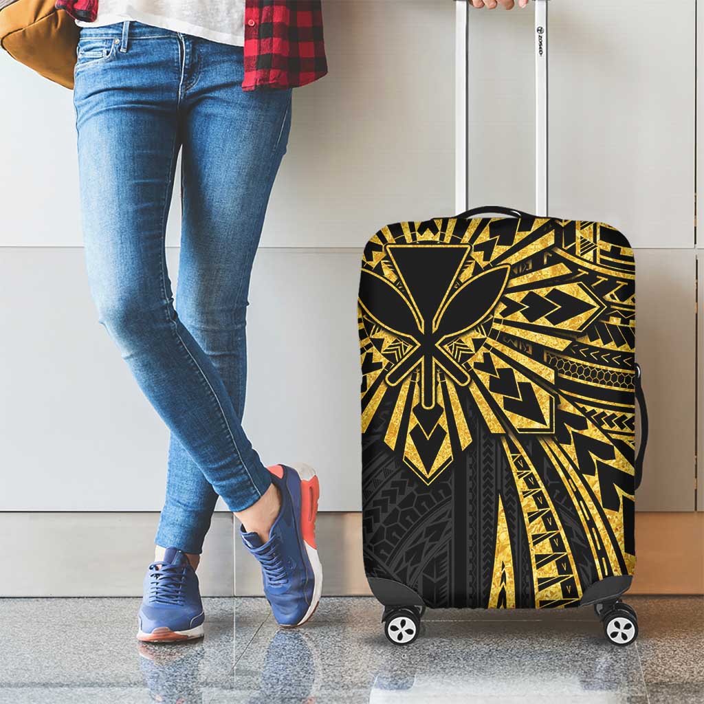 Hawaii And Philippines Luggage Cover Kanaka Maoli With Tribal Sun Together Gold LT05 - Polynesian Pride