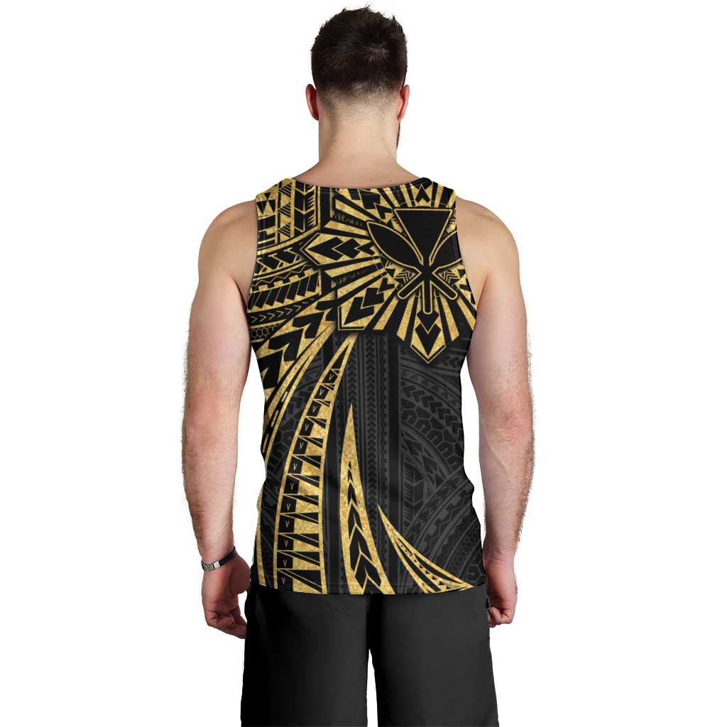 Hawaii And Philippines Men Tank Top Kanaka Maoli With Tribal Sun Together Gold LT05 - Polynesian Pride
