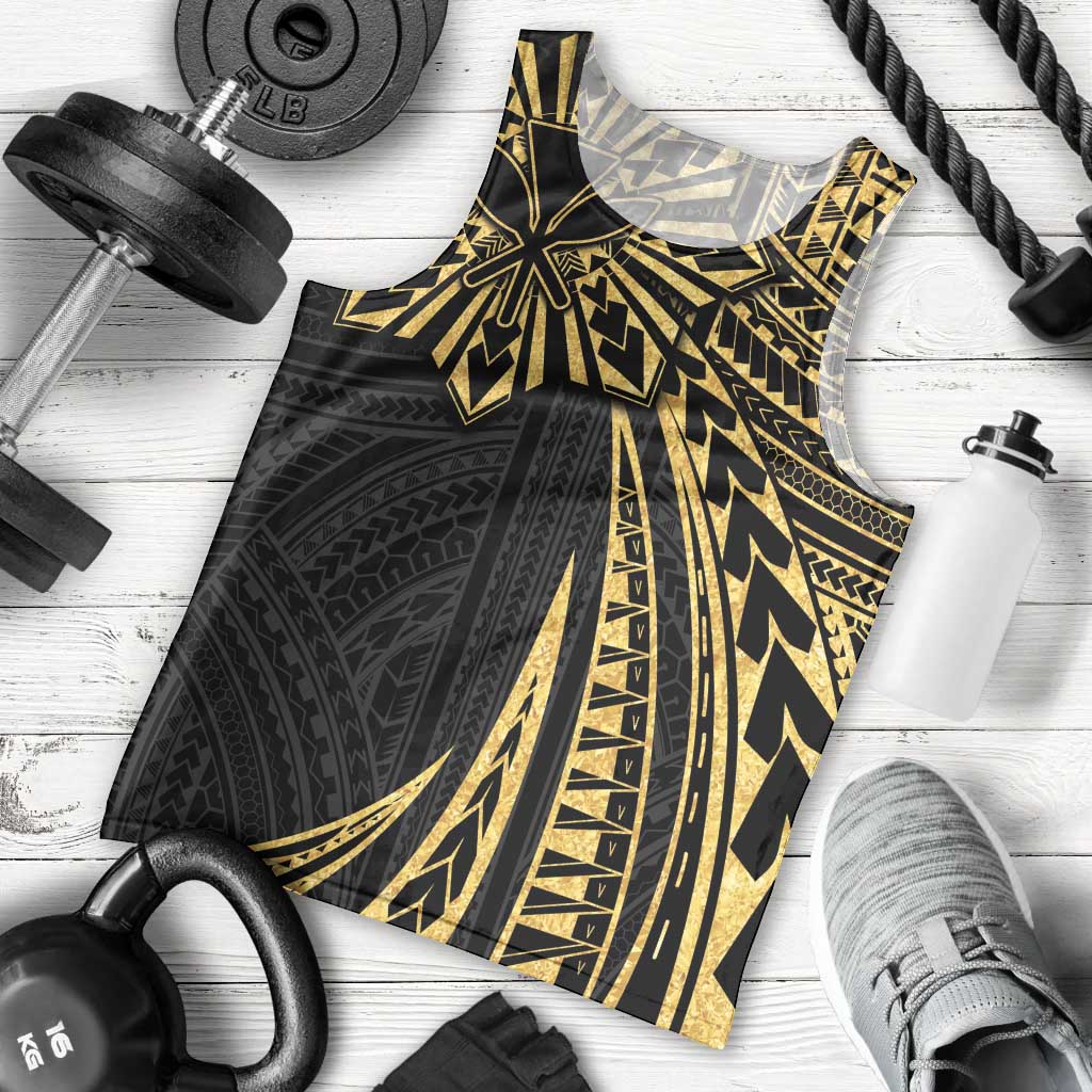 Hawaii And Philippines Men Tank Top Kanaka Maoli With Tribal Sun Together Gold LT05 - Polynesian Pride