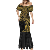 Hawaii And Philippines Mermaid Dress Kanaka Maoli With Tribal Sun Together Gold LT05 - Polynesian Pride