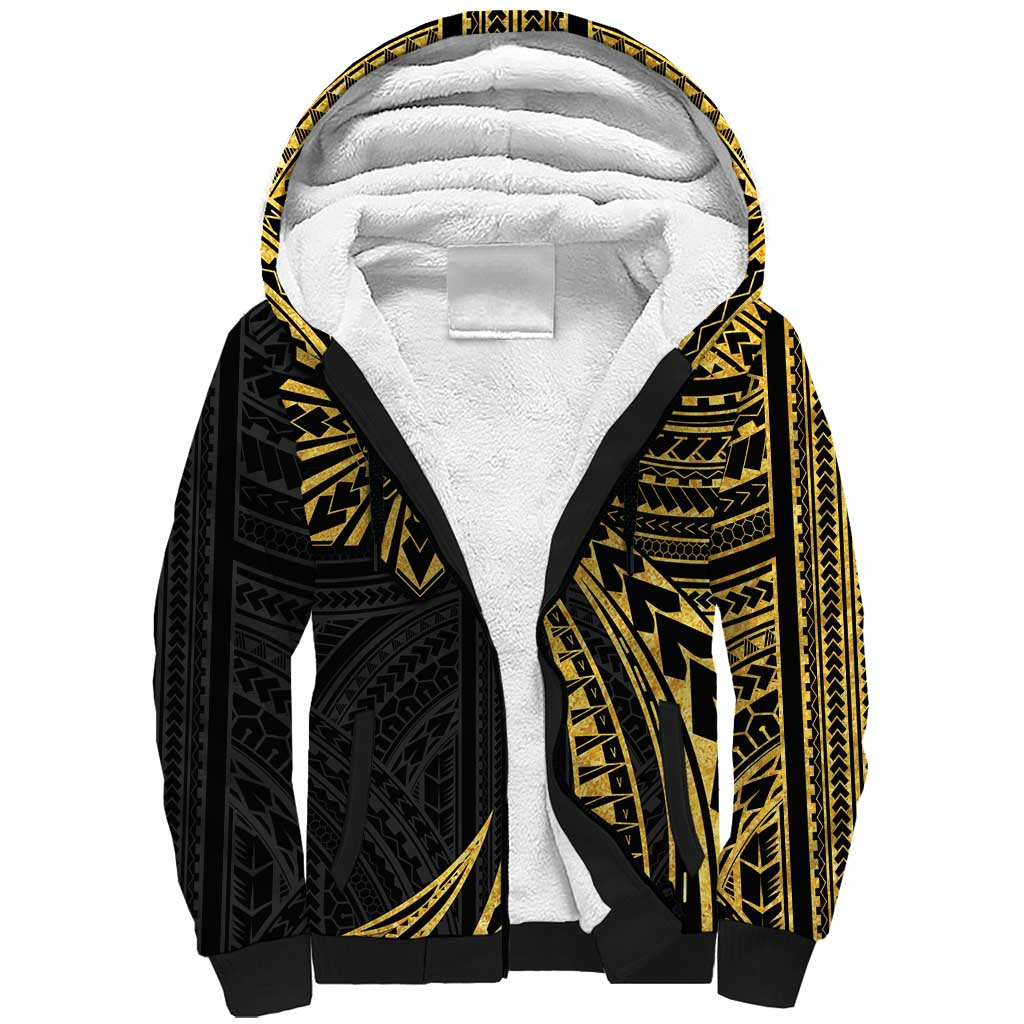 Hawaii And Philippines Sherpa Hoodie Kanaka Maoli With Tribal Sun Together Gold LT05 Unisex Gold - Polynesian Pride
