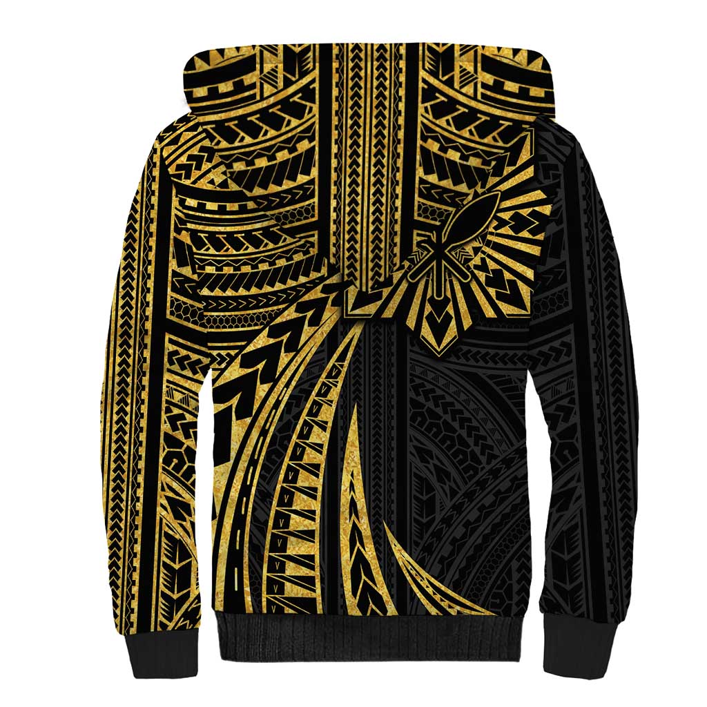 Hawaii And Philippines Sherpa Hoodie Kanaka Maoli With Tribal Sun Together Gold LT05 - Polynesian Pride