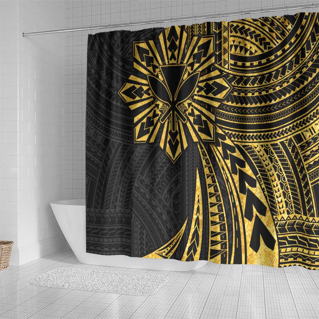 Hawaii And Philippines Shower Curtain Kanaka Maoli With Tribal Sun Together Gold LT05 - Polynesian Pride