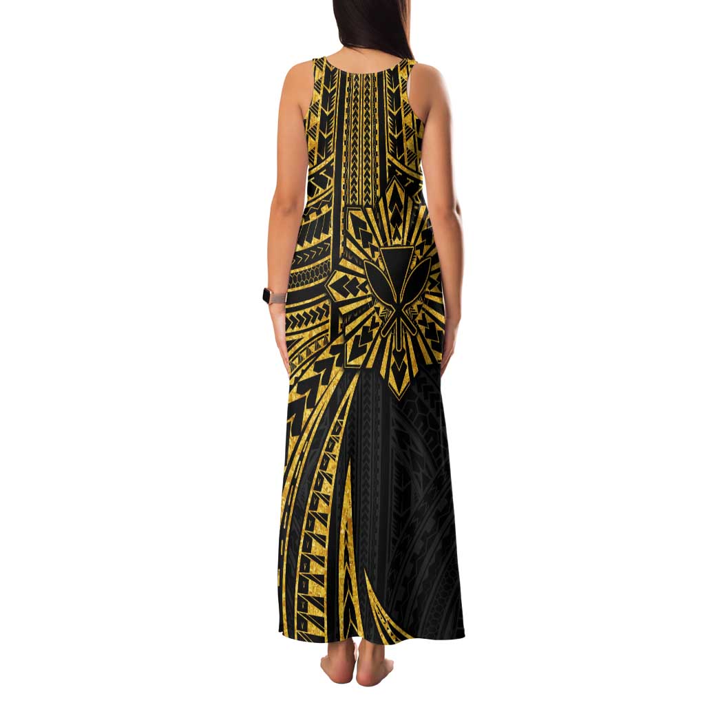 Hawaii And Philippines Tank Maxi Dress Kanaka Maoli With Tribal Sun Together Gold LT05 - Polynesian Pride