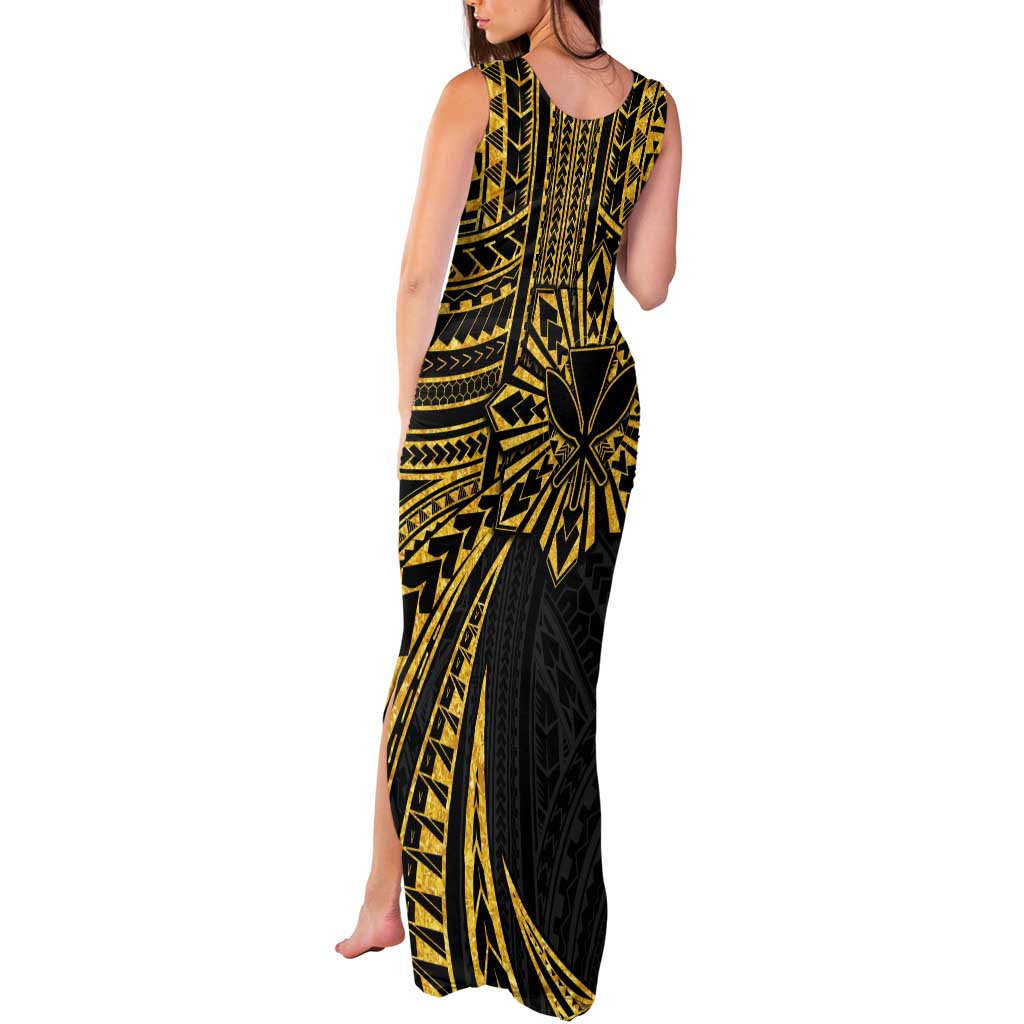 Hawaii And Philippines Tank Maxi Dress Kanaka Maoli With Tribal Sun Together Gold LT05 - Polynesian Pride