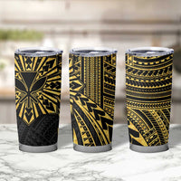 Hawaii And Philippines Tumbler Cup Kanaka Maoli With Tribal Sun Together Gold LT05 - Polynesian Pride