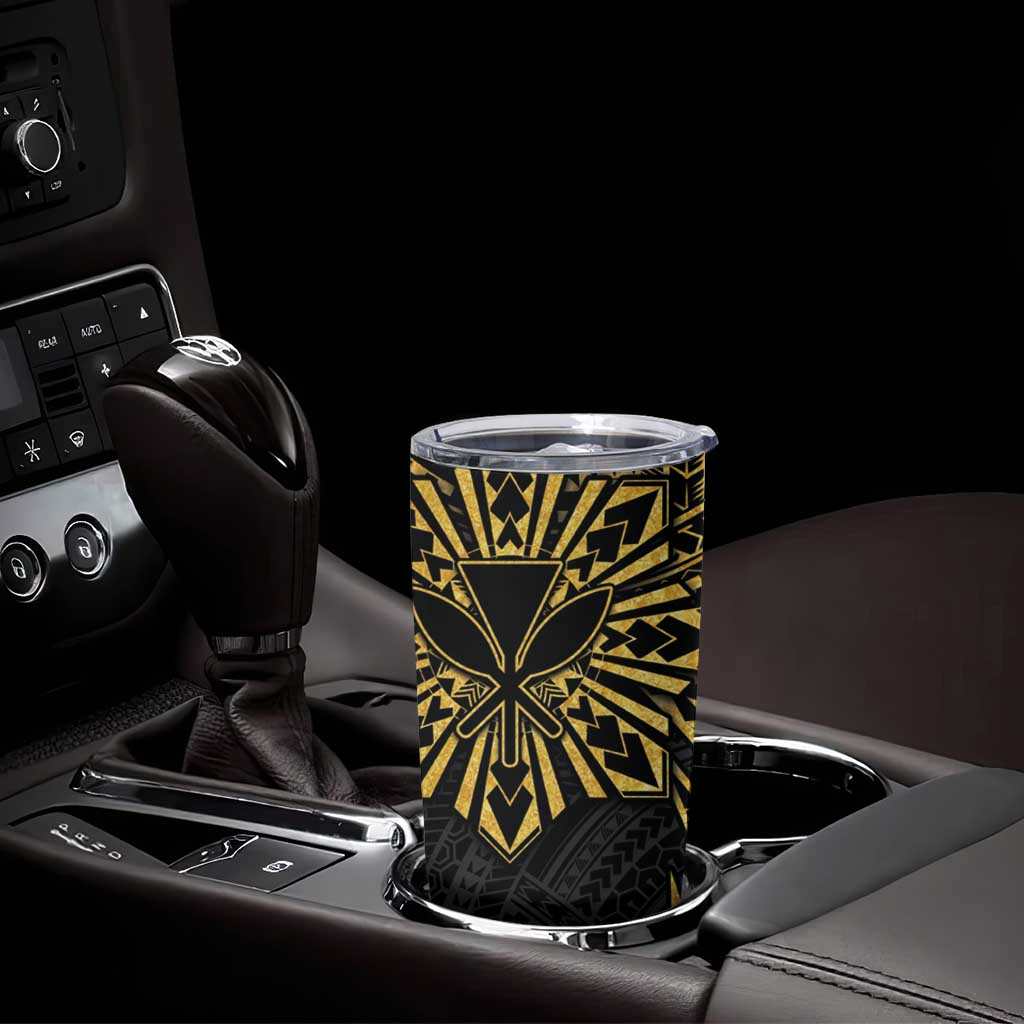 Hawaii And Philippines Tumbler Cup Kanaka Maoli With Tribal Sun Together Gold LT05 - Polynesian Pride