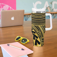 Hawaii And Philippines Tumbler With Handle Kanaka Maoli With Tribal Sun Together Gold LT05 - Polynesian Pride