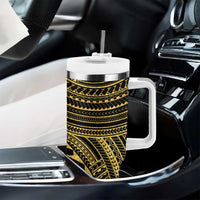 Hawaii And Philippines Tumbler With Handle Kanaka Maoli With Tribal Sun Together Gold LT05 - Polynesian Pride