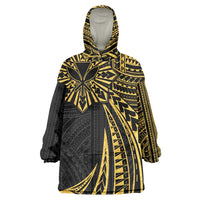 Hawaii And Philippines Wearable Blanket Hoodie Kanaka Maoli With Tribal Sun Together Gold LT05 One Size Gold - Polynesian Pride
