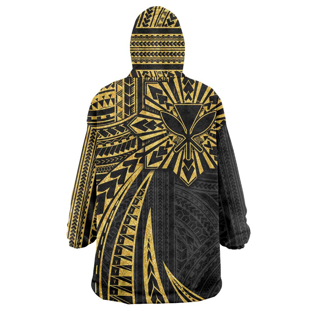 Hawaii And Philippines Wearable Blanket Hoodie Kanaka Maoli With Tribal Sun Together Gold LT05 - Polynesian Pride
