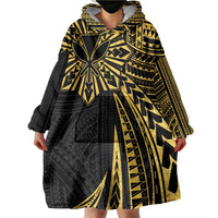 Hawaii And Philippines Wearable Blanket Hoodie Kanaka Maoli With Tribal Sun Together Gold LT05 - Polynesian Pride