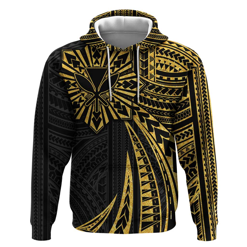 Hawaii And Philippines Zip Hoodie Kanaka Maoli With Tribal Sun Together Gold LT05 Pullover Hoodie Gold - Polynesian Pride