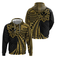 Hawaii And Philippines Zip Hoodie Kanaka Maoli With Tribal Sun Together Gold LT05 - Polynesian Pride