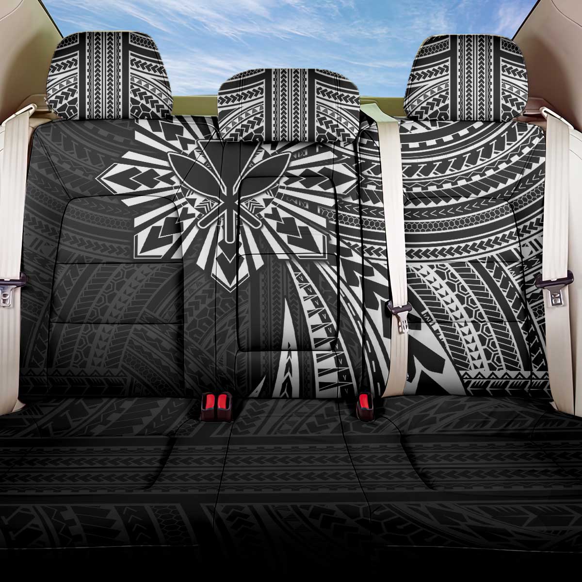Hawaii And Philippines Back Car Seat Cover Kanaka Maoli With Tribal Sun Together Black LT05 One Size Black - Polynesian Pride