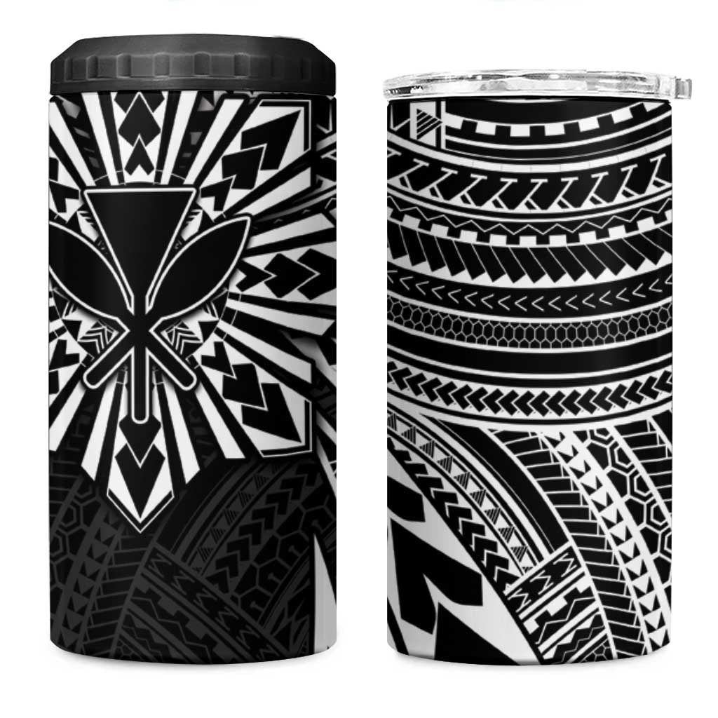 Hawaii And Philippines 4 in 1 Can Cooler Tumbler Kanaka Maoli With Tribal Sun Together Black LT05 One Size: 16 oz Black - Polynesian Pride