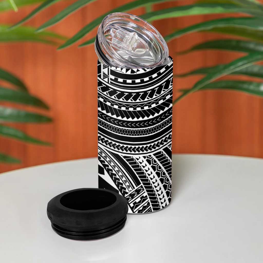 Hawaii And Philippines 4 in 1 Can Cooler Tumbler Kanaka Maoli With Tribal Sun Together Black LT05 - Polynesian Pride
