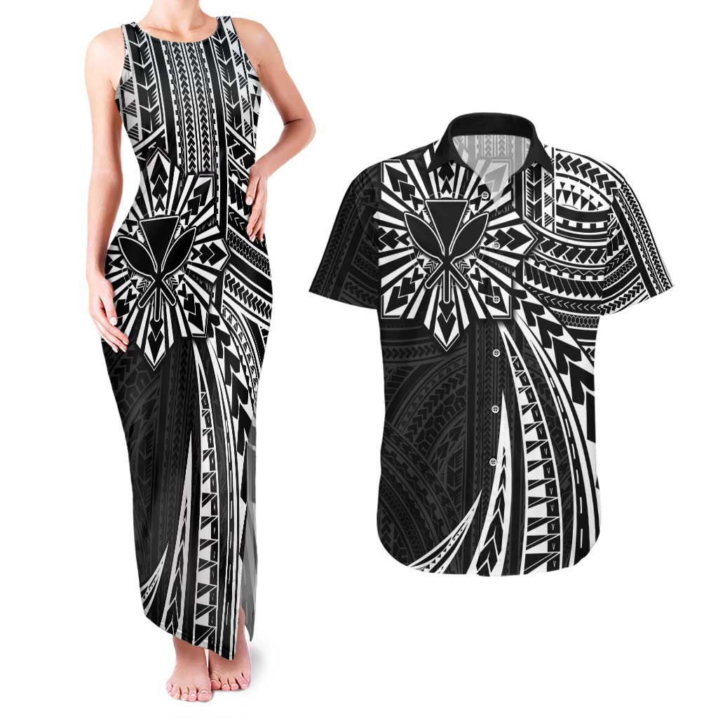 Hawaii And Philippines Couples Matching Tank Maxi Dress and Hawaiian Shirt Kanaka Maoli With Tribal Sun Together Black LT05 Black - Polynesian Pride