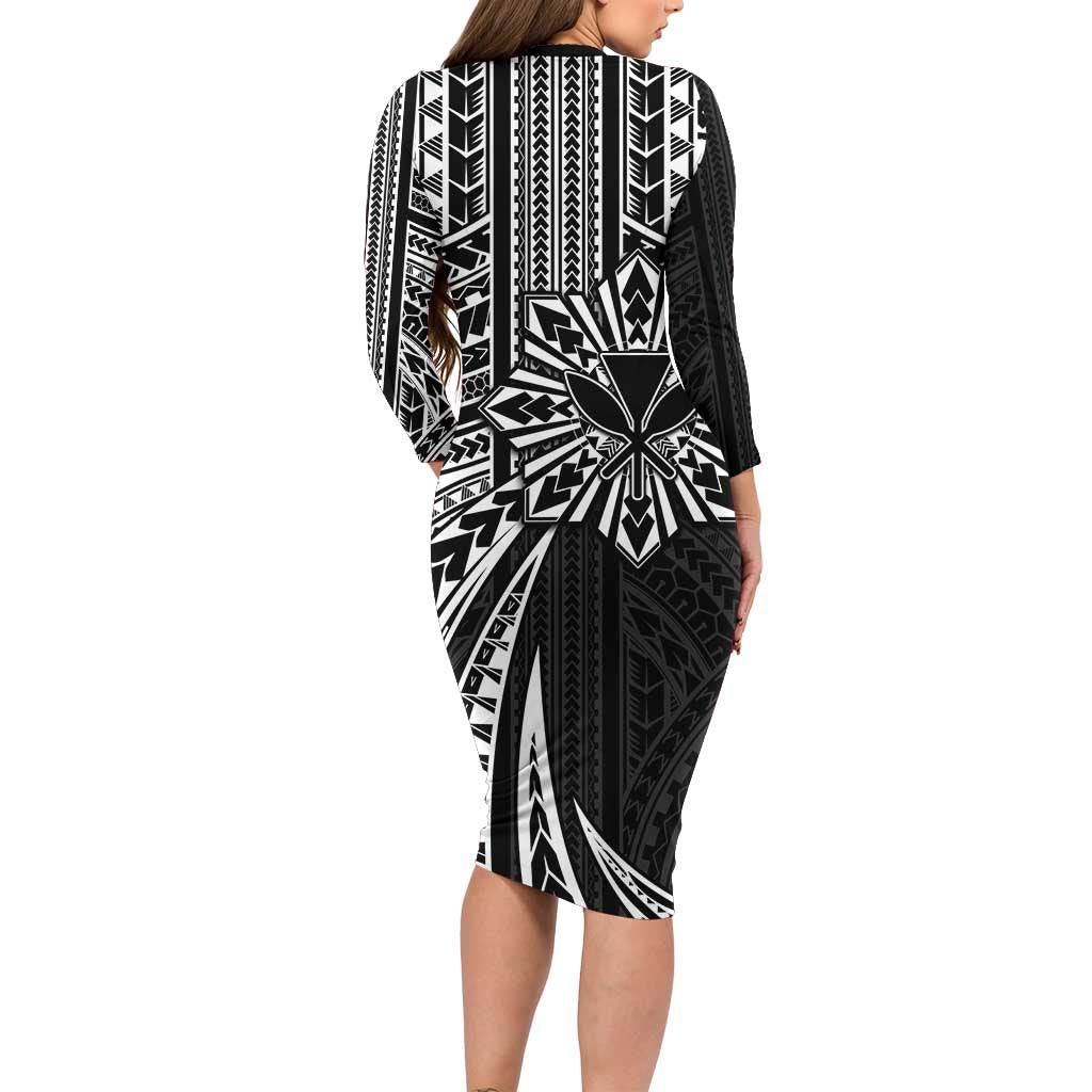 Hawaii And Philippines Family Matching Long Sleeve Bodycon Dress and Hawaiian Shirt Kanaka Maoli With Tribal Sun Together Black LT05 - Polynesian Pride