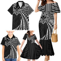 Hawaii And Philippines Family Matching Mermaid Dress and Hawaiian Shirt Kanaka Maoli With Tribal Sun Together Black LT05 - Polynesian Pride