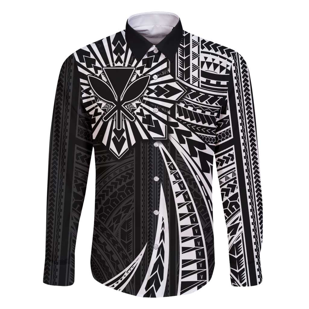 Hawaii And Philippines Family Matching Mermaid Dress and Hawaiian Shirt Kanaka Maoli With Tribal Sun Together Black LT05 Dad's Shirt - Long Sleeve Black - Polynesian Pride