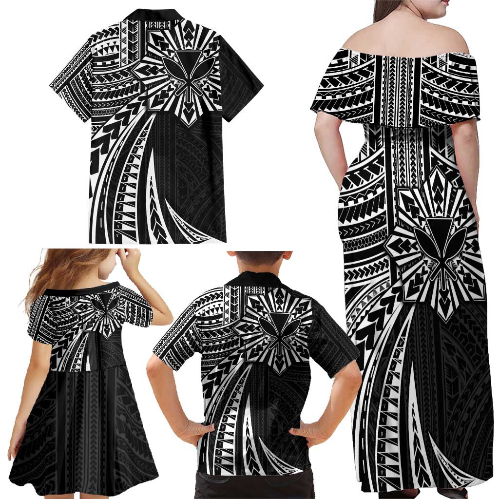 Hawaii And Philippines Family Matching Off Shoulder Maxi Dress and Hawaiian Shirt Kanaka Maoli With Tribal Sun Together Black LT05 - Polynesian Pride