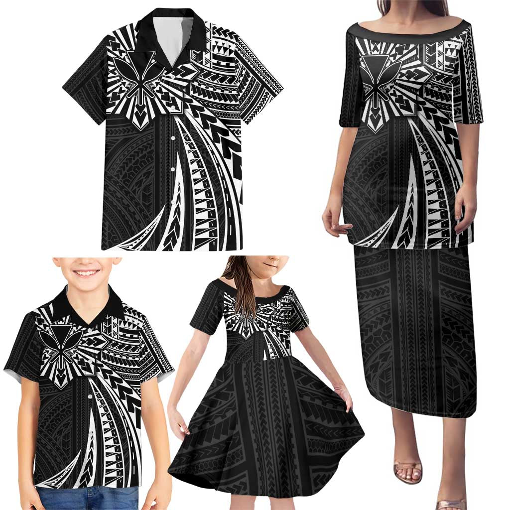 Hawaii And Philippines Family Matching Puletasi and Hawaiian Shirt Kanaka Maoli With Tribal Sun Together Black LT05 - Polynesian Pride