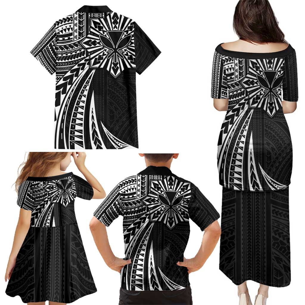 Hawaii And Philippines Family Matching Puletasi and Hawaiian Shirt Kanaka Maoli With Tribal Sun Together Black LT05 - Polynesian Pride