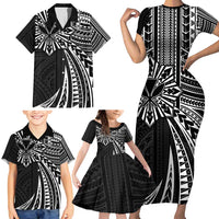 Hawaii And Philippines Family Matching Short Sleeve Bodycon Dress and Hawaiian Shirt Kanaka Maoli With Tribal Sun Together Black LT05 - Polynesian Pride