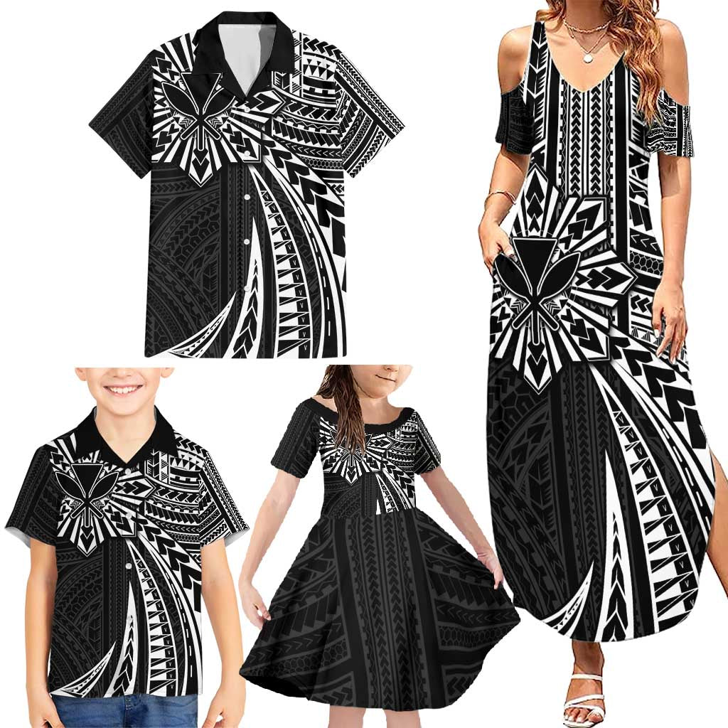 Hawaii And Philippines Family Matching Summer Maxi Dress and Hawaiian Shirt Kanaka Maoli With Tribal Sun Together Black LT05 - Polynesian Pride