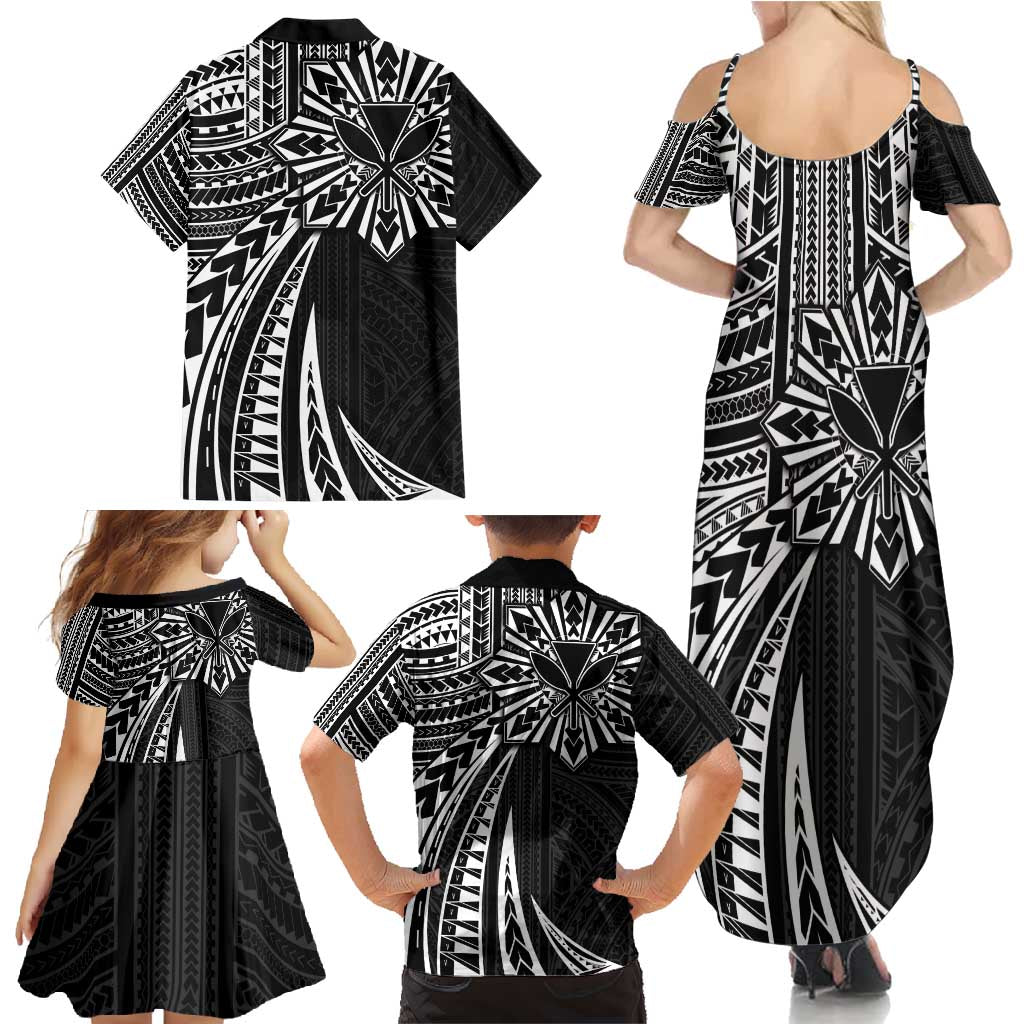 Hawaii And Philippines Family Matching Summer Maxi Dress and Hawaiian Shirt Kanaka Maoli With Tribal Sun Together Black LT05 - Polynesian Pride