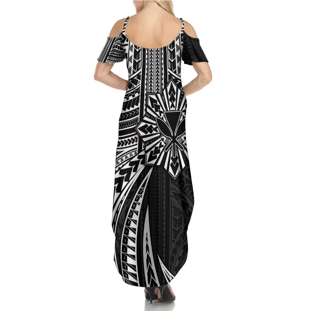 Hawaii And Philippines Family Matching Summer Maxi Dress and Hawaiian Shirt Kanaka Maoli With Tribal Sun Together Black LT05 - Polynesian Pride