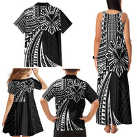 Hawaii And Philippines Family Matching Tank Maxi Dress and Hawaiian Shirt Kanaka Maoli With Tribal Sun Together Black LT05 - Polynesian Pride