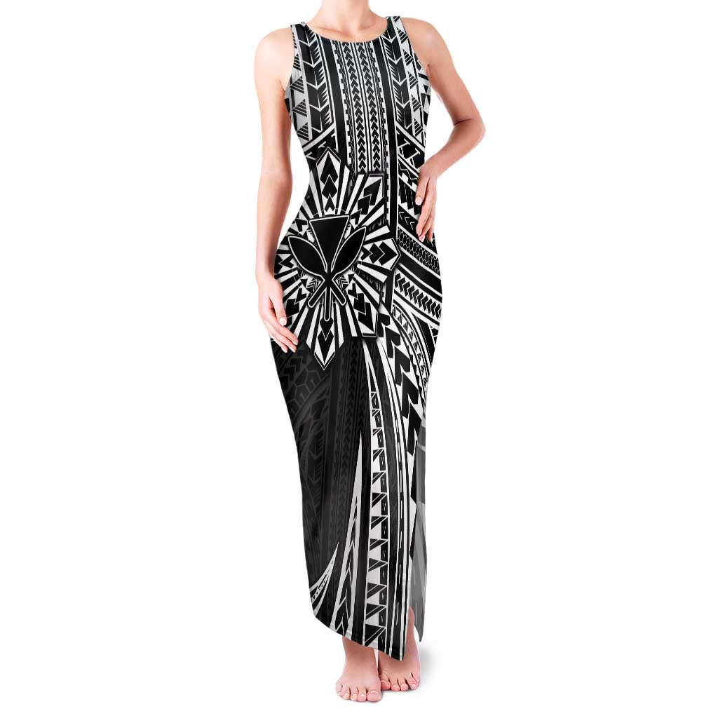 Hawaii And Philippines Family Matching Tank Maxi Dress and Hawaiian Shirt Kanaka Maoli With Tribal Sun Together Black LT05 Mom's Dress Black - Polynesian Pride