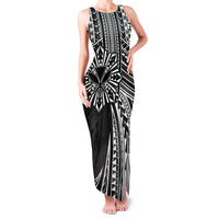 Hawaii And Philippines Family Matching Tank Maxi Dress and Hawaiian Shirt Kanaka Maoli With Tribal Sun Together Black LT05 Mom's Dress Black - Polynesian Pride
