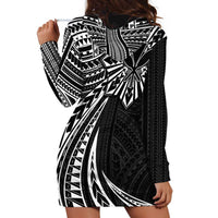 Hawaii And Philippines Hoodie Dress Kanaka Maoli With Tribal Sun Together Black LT05 - Polynesian Pride