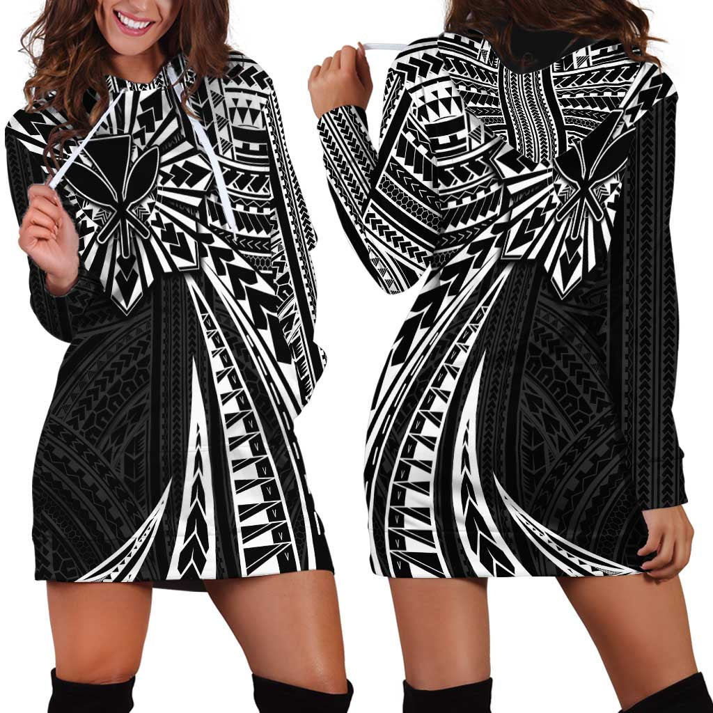 Hawaii And Philippines Hoodie Dress Kanaka Maoli With Tribal Sun Together Black LT05 - Polynesian Pride