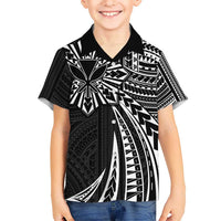 Hawaii And Philippines Kid Hawaiian Shirt Kanaka Maoli With Tribal Sun Together Black LT05 Kid Black - Polynesian Pride