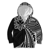 Hawaii And Philippines Kid Hoodie Kanaka Maoli With Tribal Sun Together Black LT05 Zip Hoodie Black - Polynesian Pride