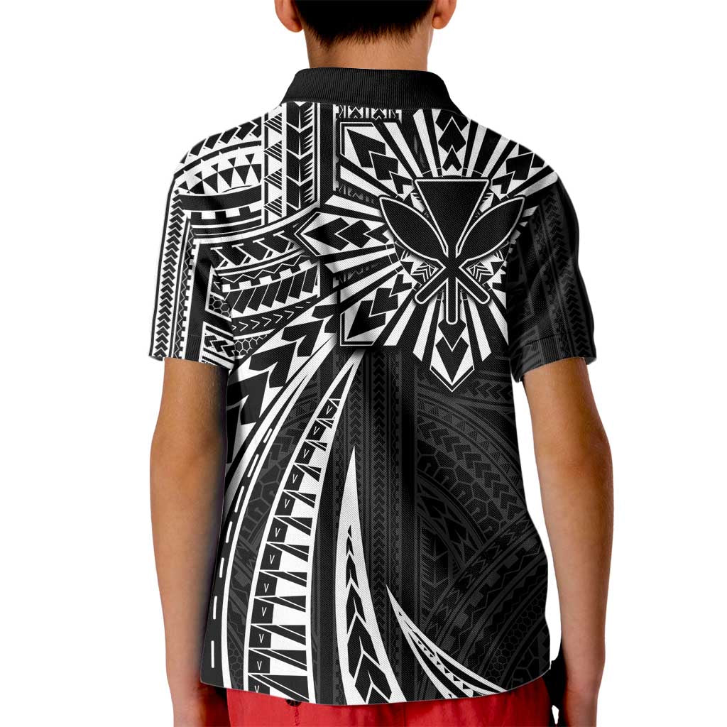 Hawaii And Philippines Kid Polo Shirt Kanaka Maoli With Tribal Sun Together Black LT05 - Polynesian Pride