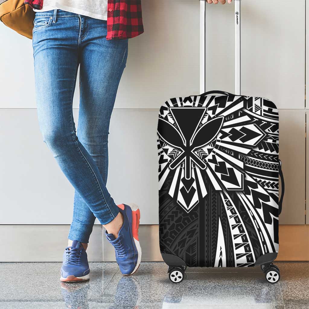Hawaii And Philippines Luggage Cover Kanaka Maoli With Tribal Sun Together Black LT05 - Polynesian Pride
