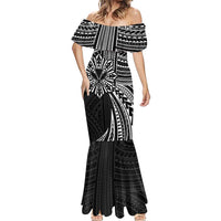 Hawaii And Philippines Mermaid Dress Kanaka Maoli With Tribal Sun Together Black LT05 - Polynesian Pride